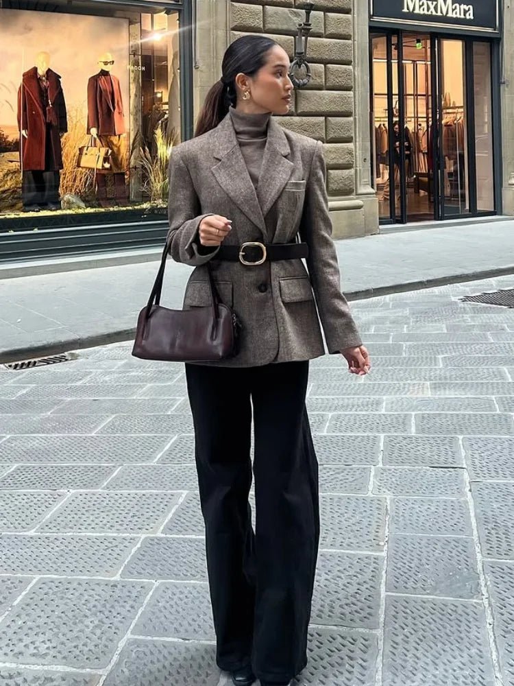 Blazer pied-de-poule ceinturé Yalina