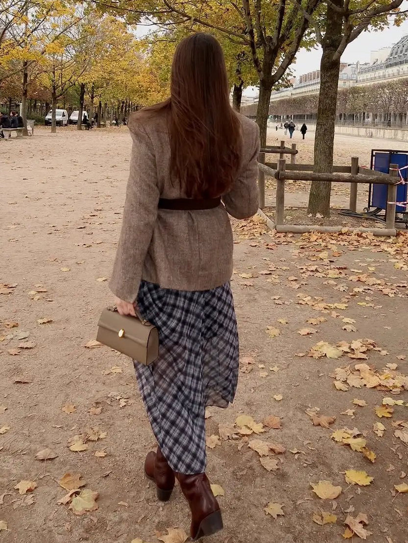 Blazer pied-de-poule ceinturé Yalina