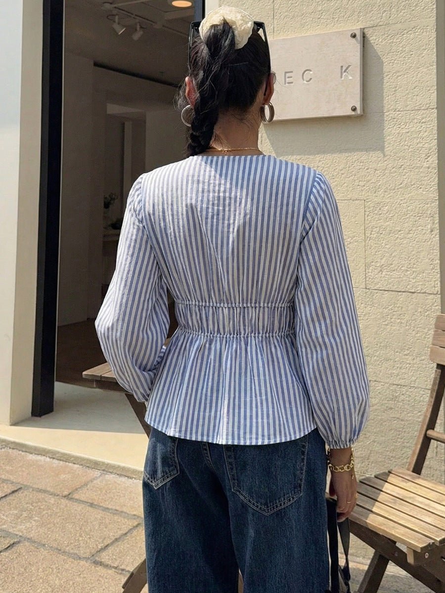 Blouse rayée à nouer sur le devant Yelena