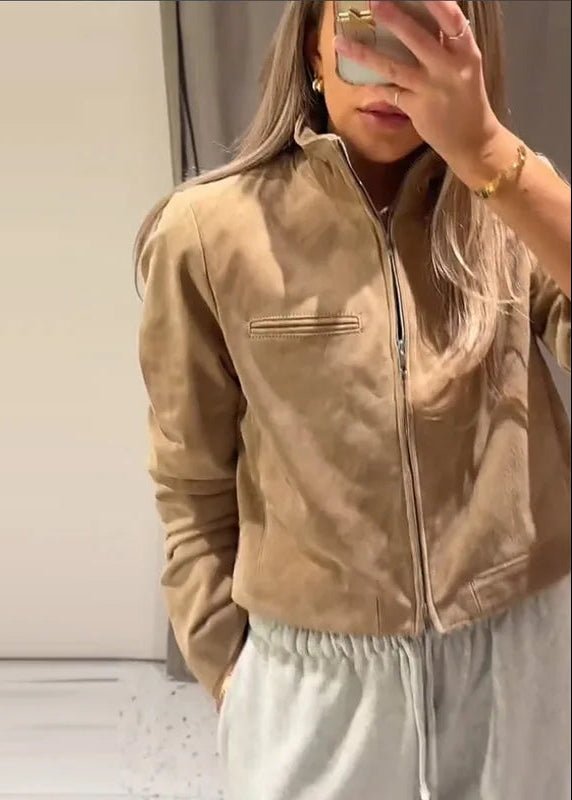 Blouson aviateur court en daim Yza