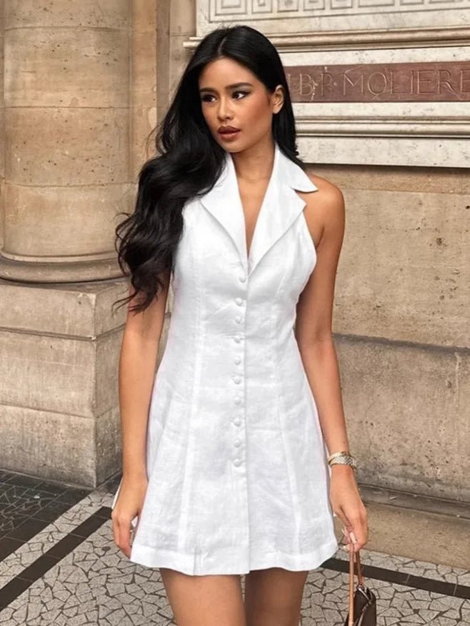 Mini-robe Zaira dos nu à encolure en V