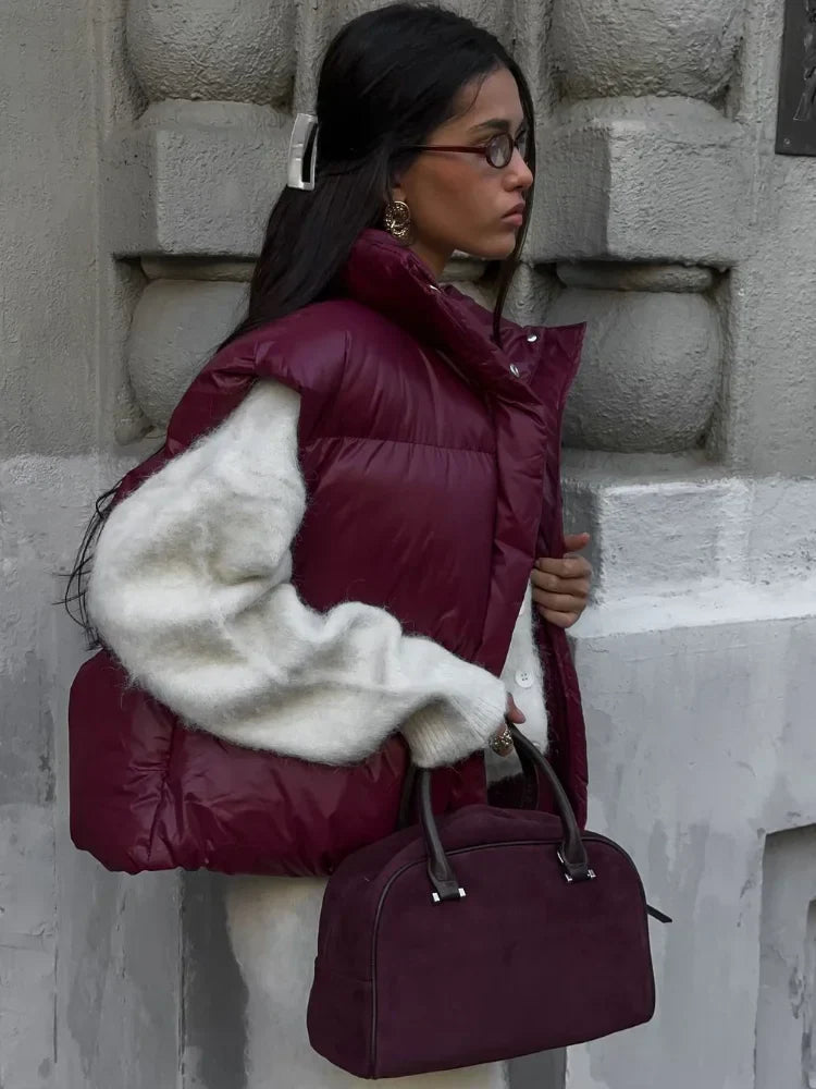 Manteau sans manches matelassé Zarina à col montant
