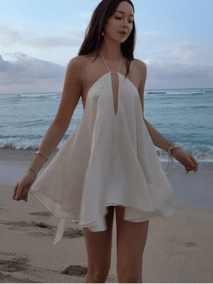 Robe d’été épaules dénudées ajourée Zinnia