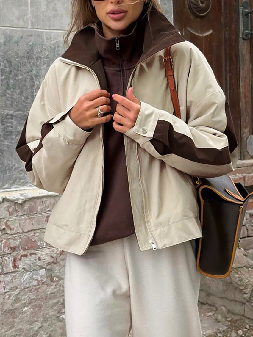 Veste zippée à bande contrastante Demi