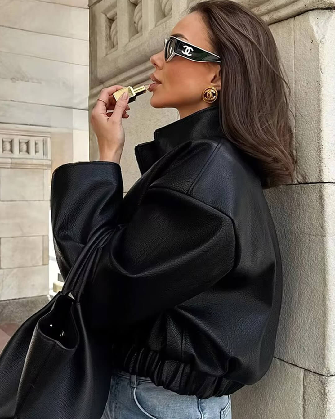 Veste en cuir zippée Zip