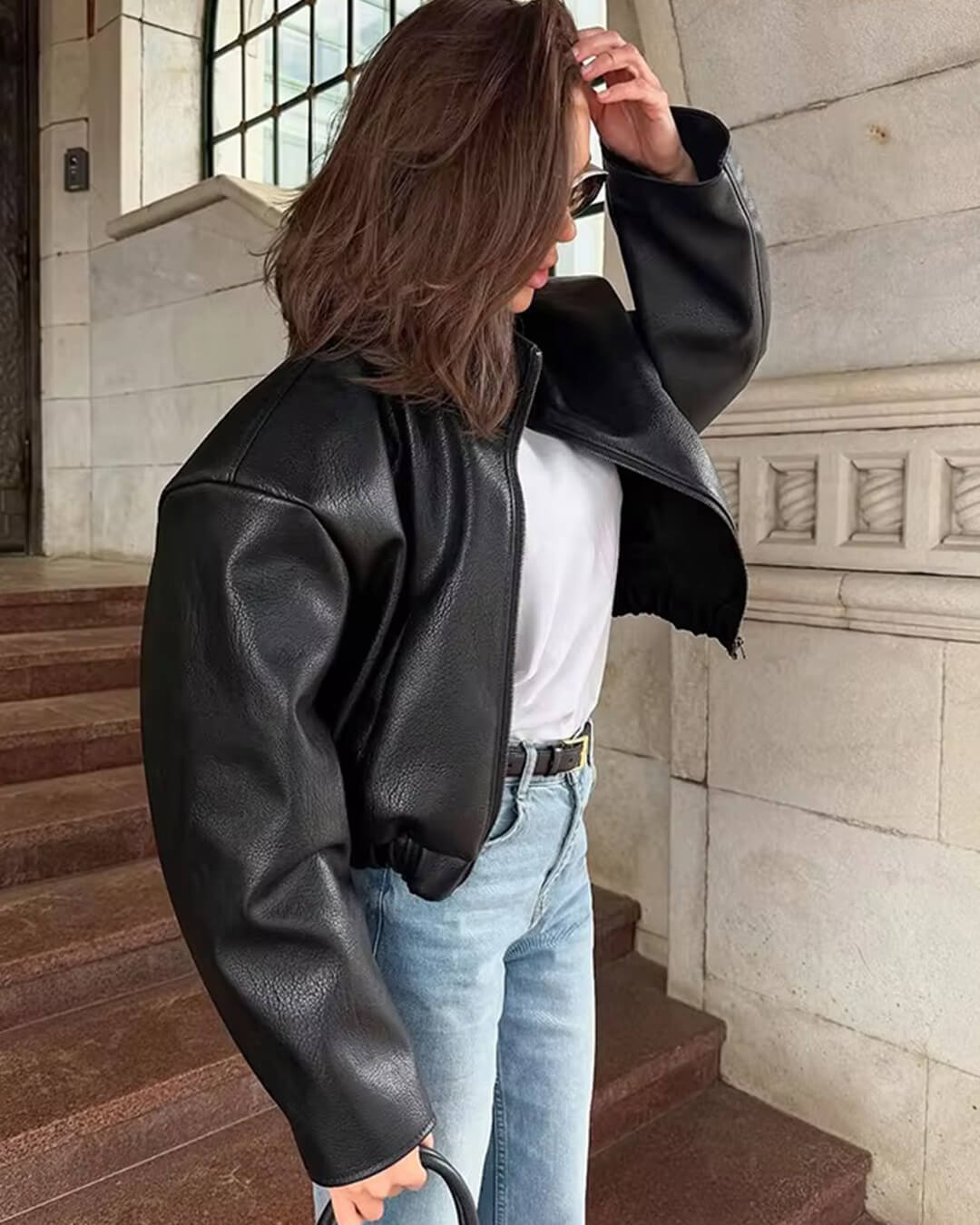 Veste en cuir zippée Zip