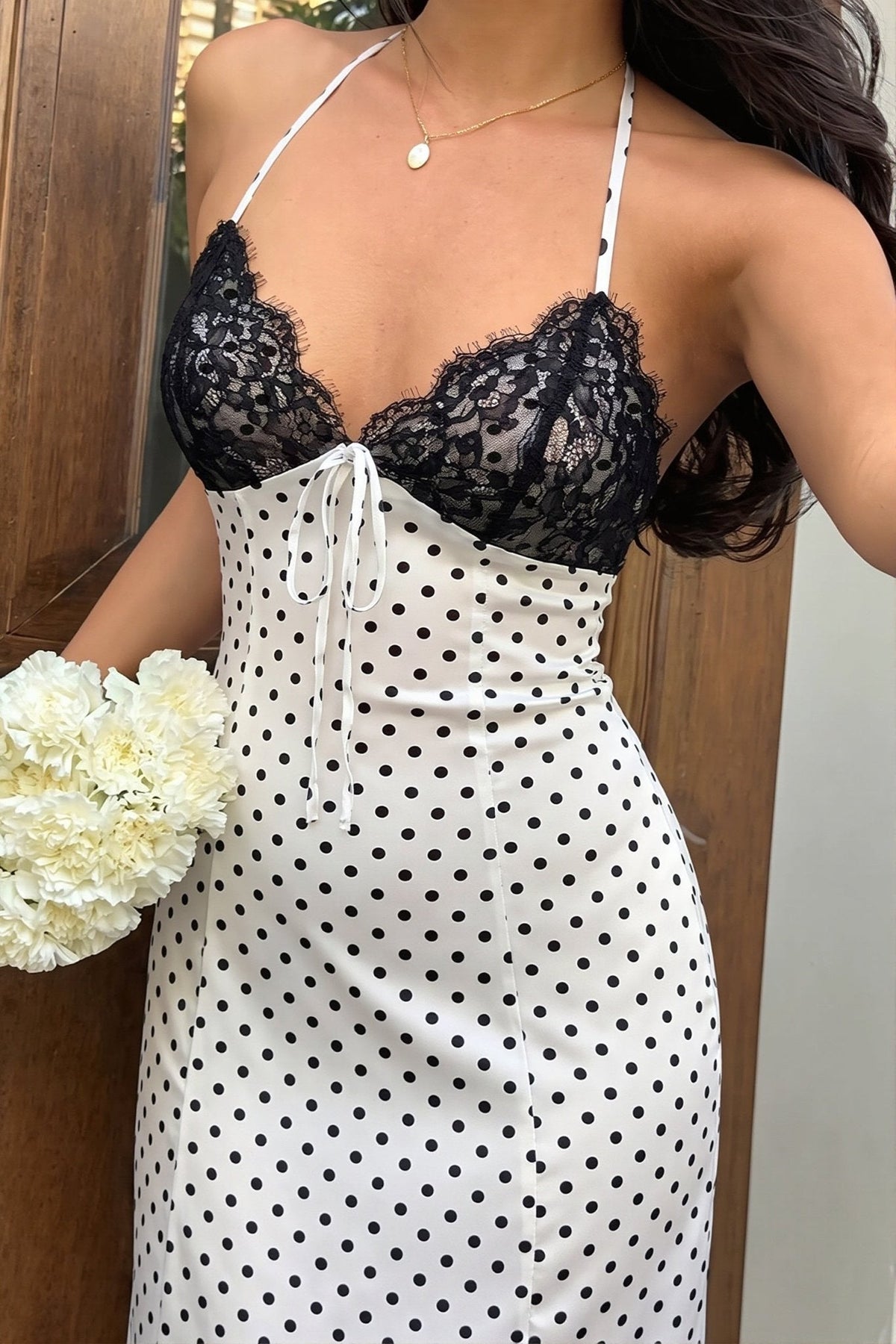 Robe longue dos nu à pois Zoe