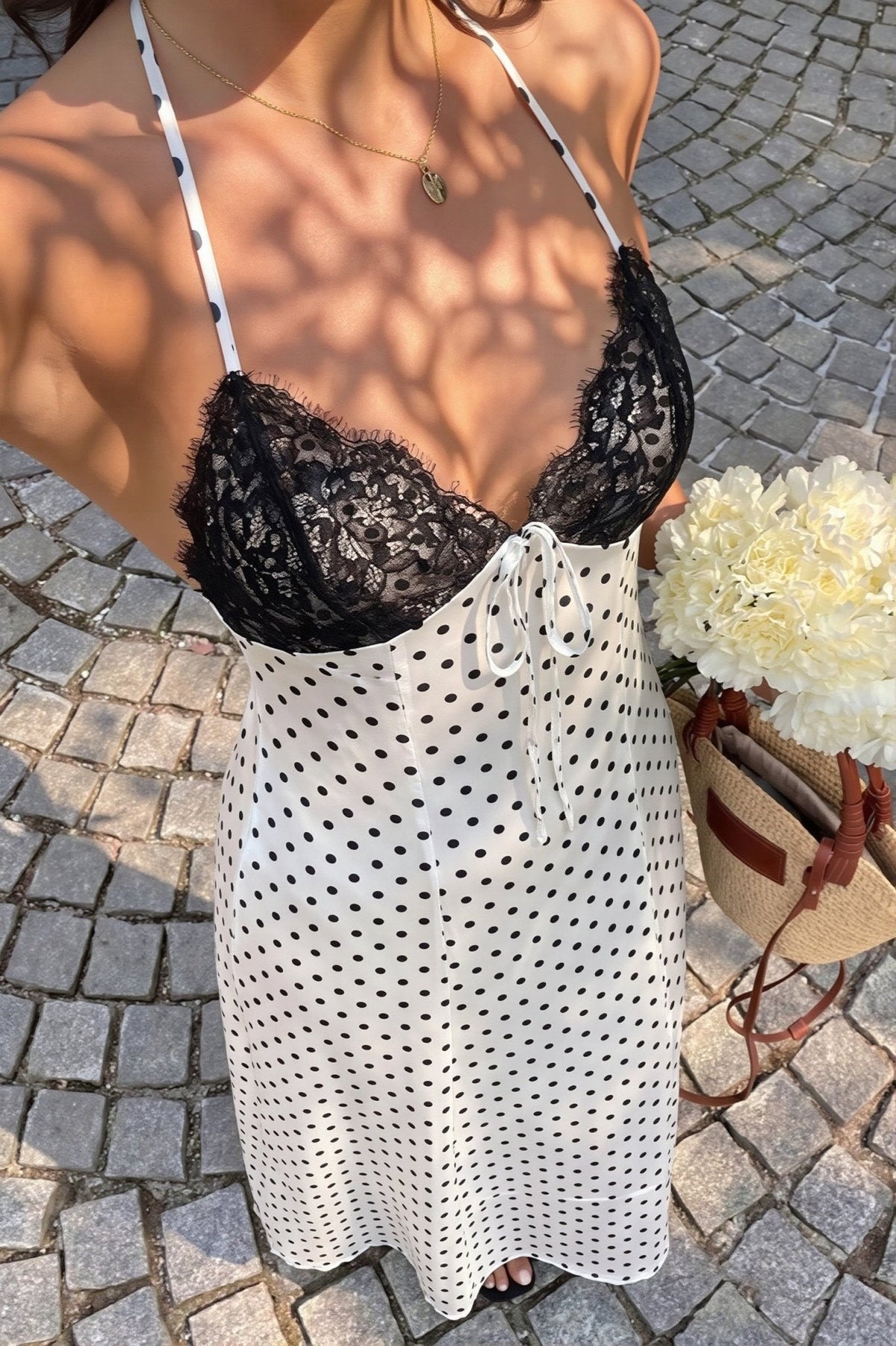 Robe longue dos nu à pois Zoe