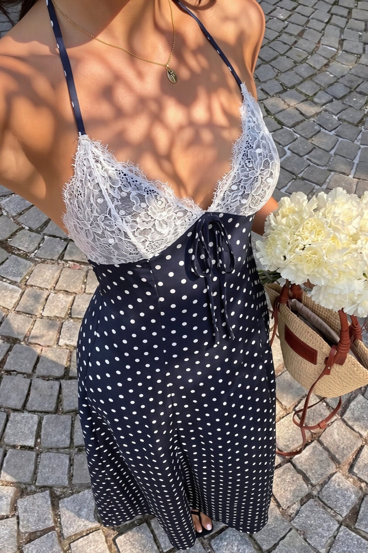 Robe longue dos nu à pois Zoe
