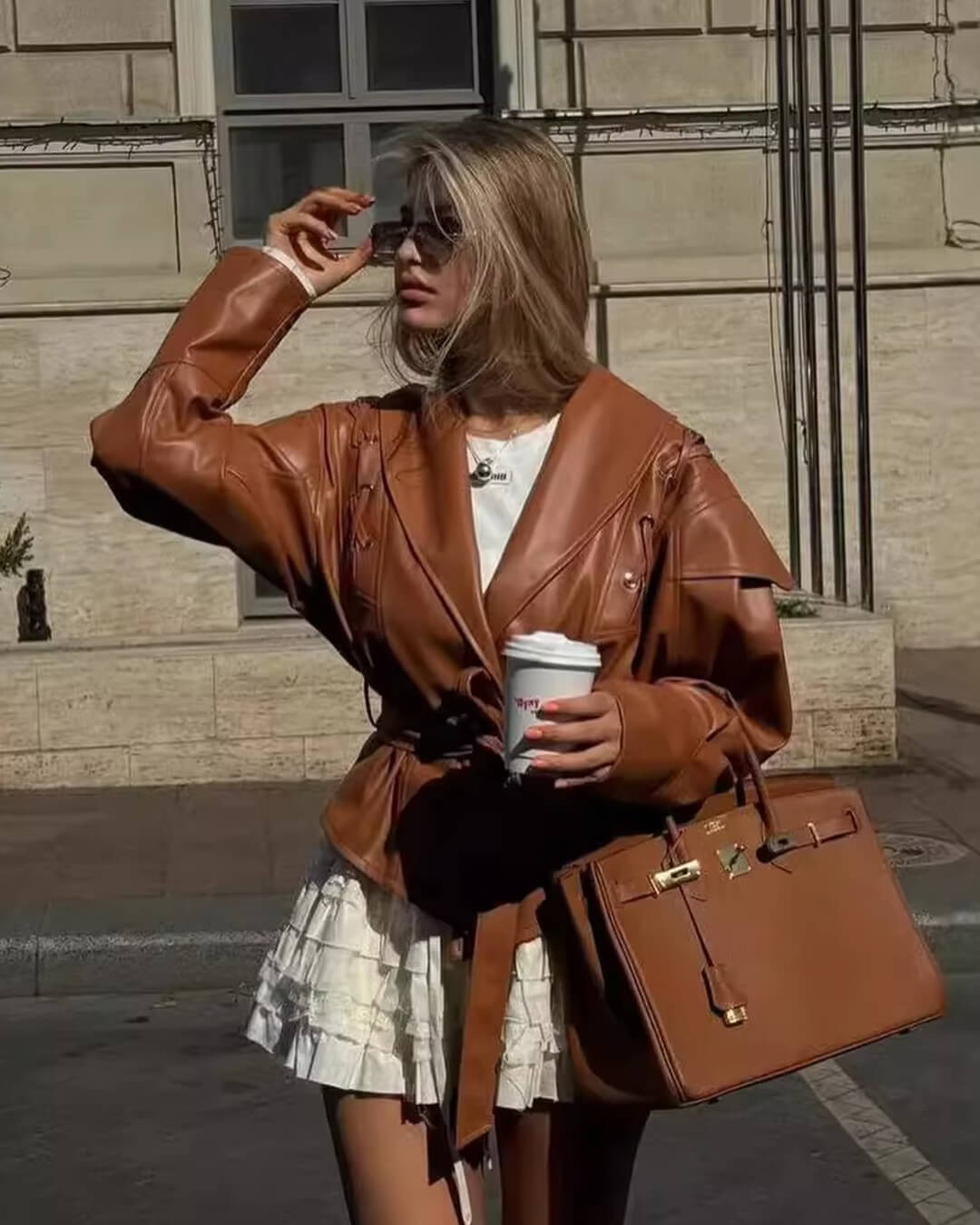 Veste de motard en cuir Zyra